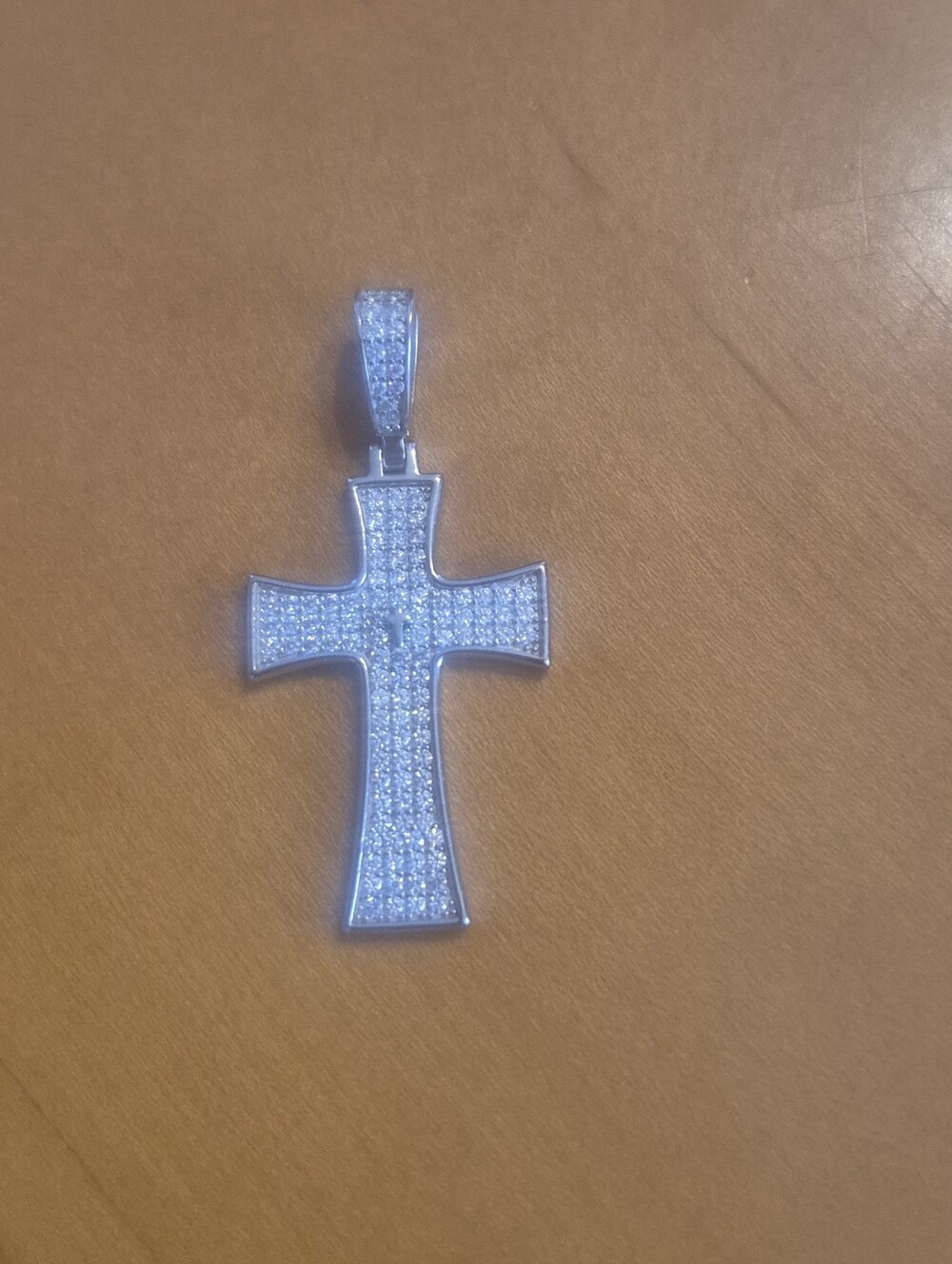 925 Sterling Silver Moissanite Cross Pendant Pavé 1.75" 4g SG Religious